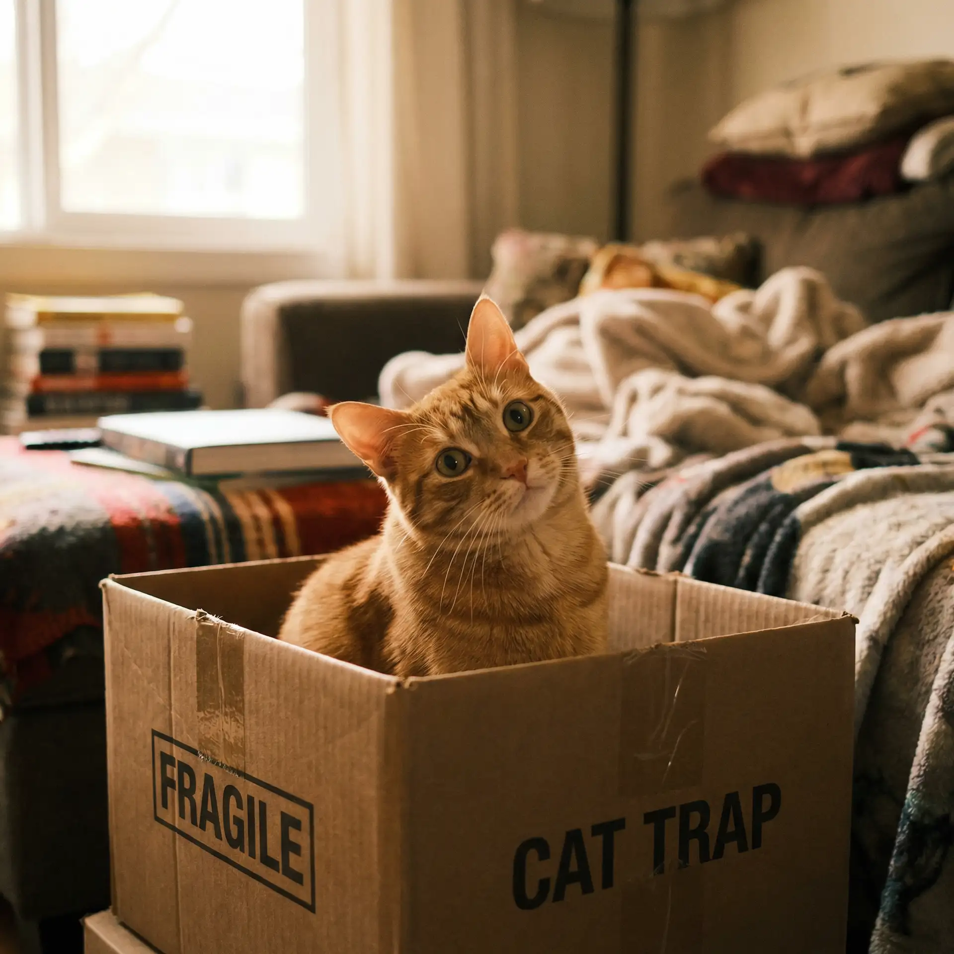 橘猫躲在纸箱里 - 无极磁力